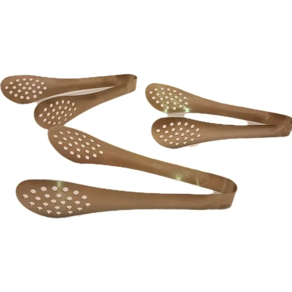 3-Pack Mini GOLD METAL Perforated Serving TONGS -Reusable. PARTY UTENSIL-SERVER.